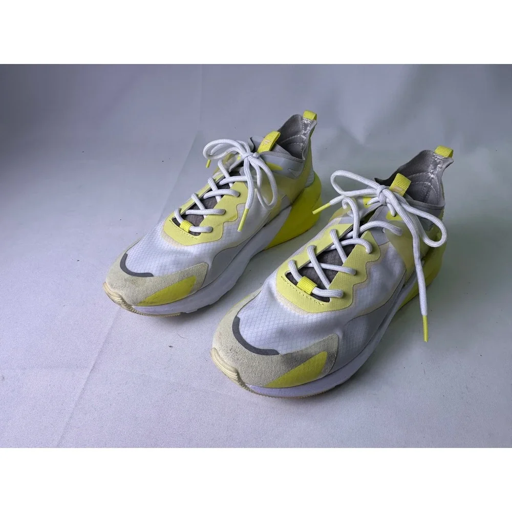 Fabletics Cheviot Performance Sneaker Women Sz 7 White Neon Yellow Athletic Gym‎